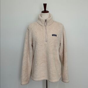 Patagonia Los Gatos 1/4 Zip Pullover High Pile Fleece Calcium Size Large EUC
